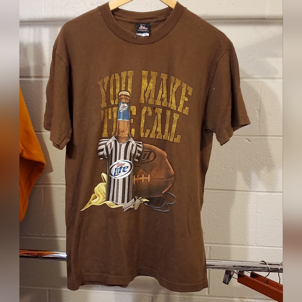 Size L-Y2k 2005 Miller Lite Football Tee
